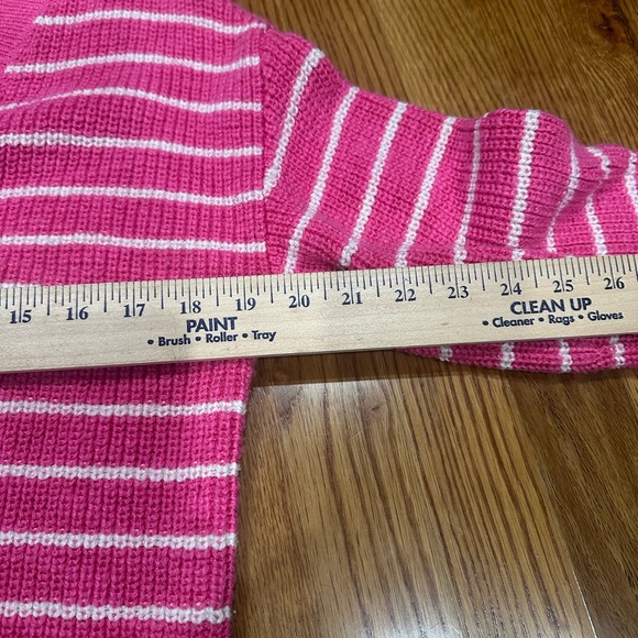 LOFT Vibrant Pink and White Striped Cardigan Small - Picture 3 of 9